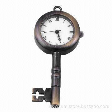 Alloy keychain with clock, eco-friendly material and waterproof